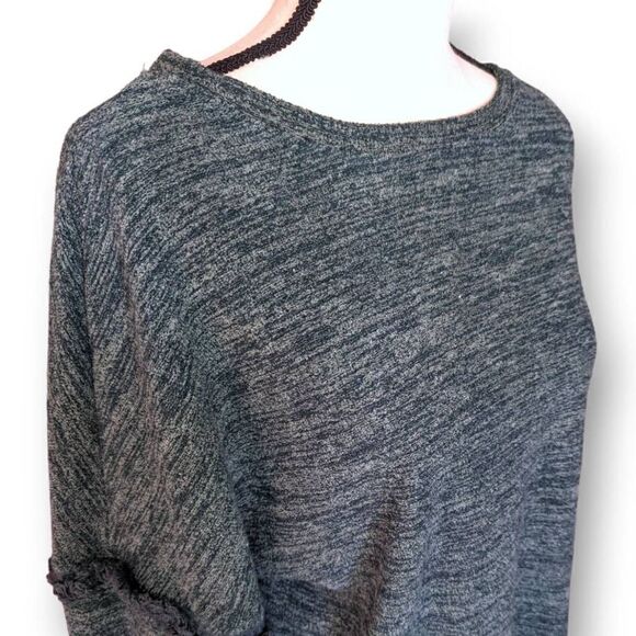 Knox Rose Sweater Green Marled Knit Long Sleeve Fringe Size XXL - Picture 2 of 11